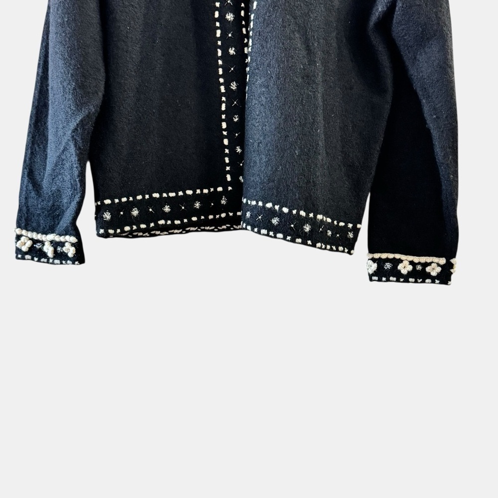 Alexandra Bartlett Black Wool Embroidered Jacket Cardigan XL Boho Artisan - Picture 5 of 13